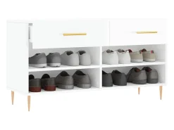 Banco zapatero blanco brillo 102x35x55 cm madera de ingeniería