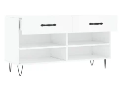 Banco zapatero blanco brillo 102x35x55 cm madera de ingeniería