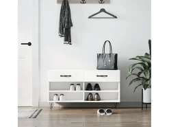 Banco zapatero blanco brillo 102x35x55 cm madera de ingeniería