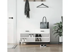 Banco zapatero blanco brillo 102x35x55 cm madera de ingeniería
