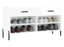 Banco zapatero blanco brillo 102x35x55 cm madera de ingeniería