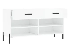 Banco zapatero blanco brillo 102x35x55 cm madera de ingeniería