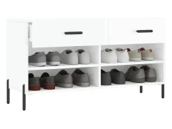 Banco zapatero blanco brillo 102x35x55 cm madera de ingeniería
