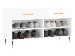 Banco zapatero blanco brillo 102x35x55 cm madera de ingeniería