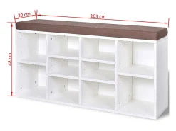 Banco zapatero blanco con 10 compartimentos