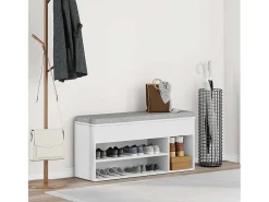 Banco zapatero blanco 102x30,5x45 cm madera de ingeniería