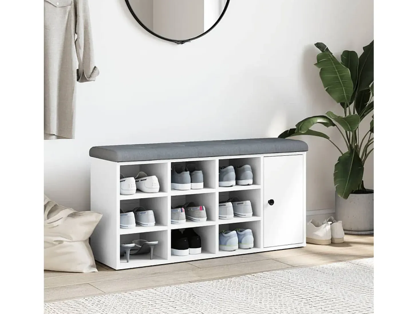 Banco zapatero blanco 102x32x50 cm madera de ingeniería