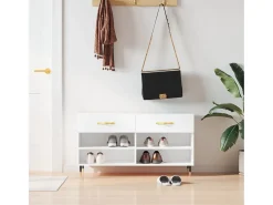 Banco zapatero blanco 102x35x55 cm madera de ingeniería