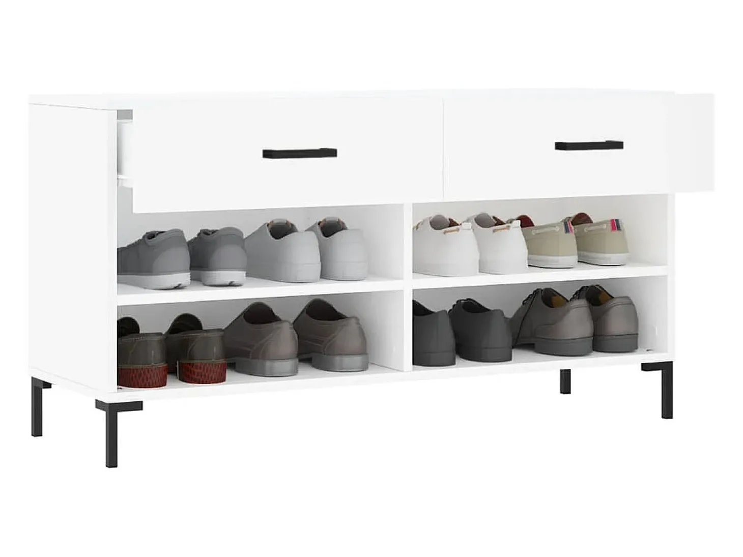Banco zapatero blanco 102x35x55 cm madera de ingeniería