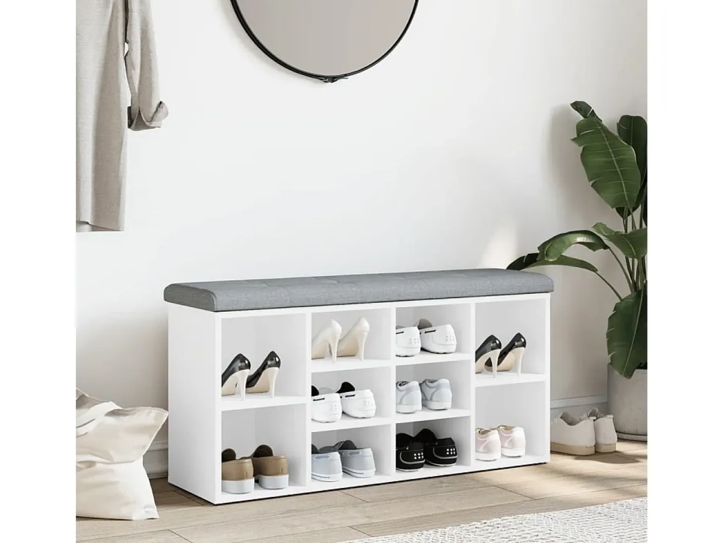 Banco zapatero blanco 102x32x50 cm madera de ingeniería
