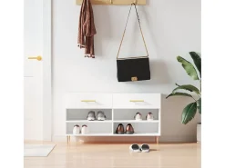 Banco zapatero blanco 102x35x55 cm madera de ingeniería