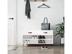 Banco zapatero blanco 102x35x55 cm madera de ingeniería