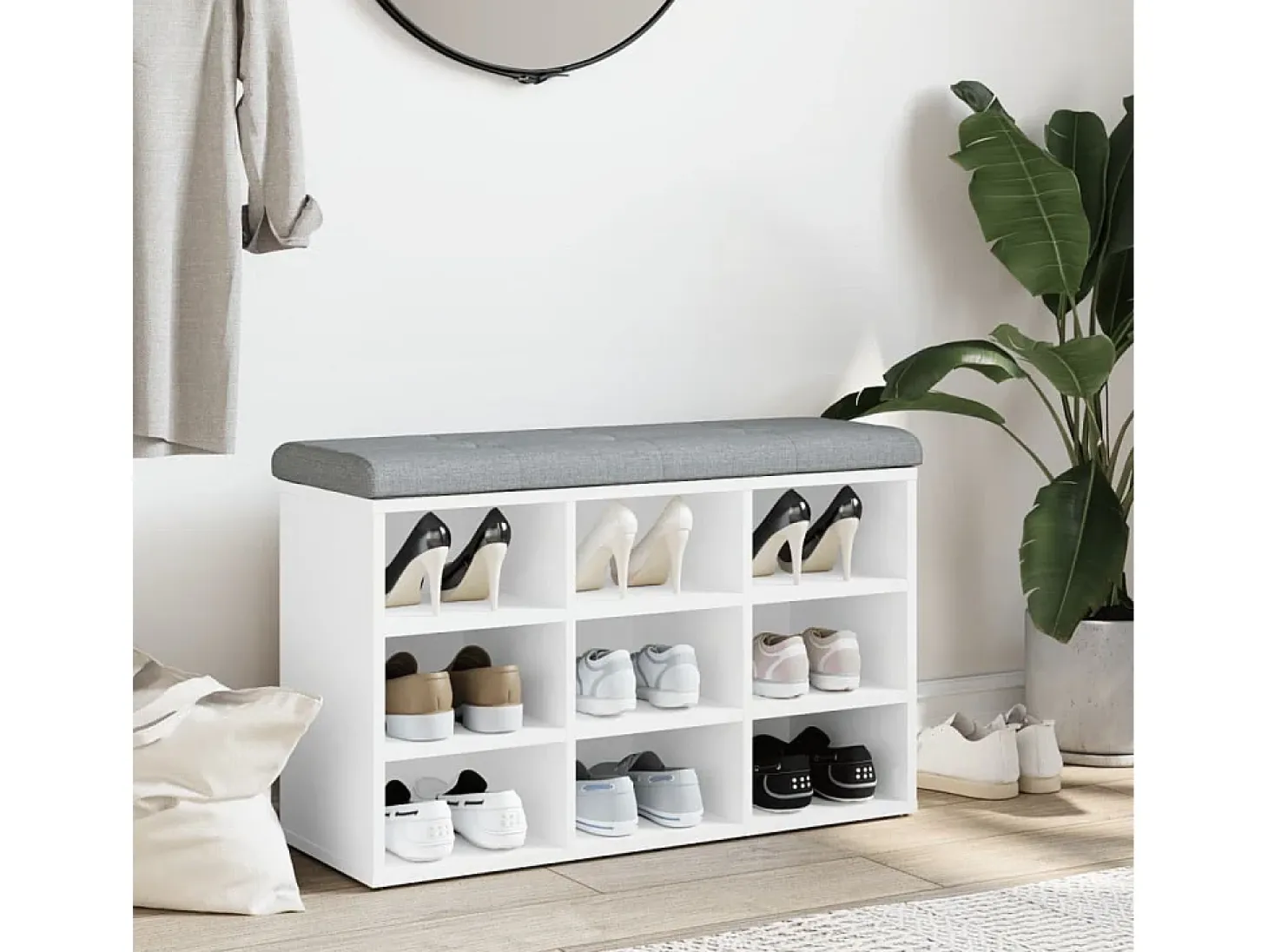 Banco zapatero blanco 82x32x50 cm madera de ingeniería