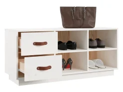 Banco zapatero blanco 100x34x45 cm Madera maciza de pino