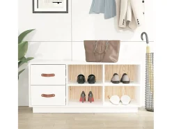 Banco zapatero blanco 100x34x45 cm Madera maciza de pino