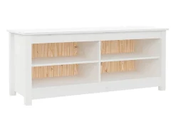 Banco zapatero blanco 110x38x45,5 cm Madera maciza de pino