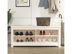 Banco zapatero blanco 110x38x45,5 cm Madera maciza de pino