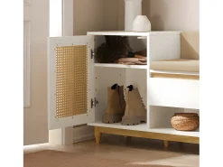 Banco Zapatero con 2 Estantes, 1 Cajón y 1 Puerta Entrada Recibidor con Cojín Acolchado de Asiento 100 x 35 x 60 cm FSR128-W SoBuy ES