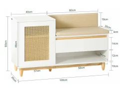 Banco Zapatero con 2 Estantes, 1 Cajón y 1 Puerta Entrada Recibidor con Cojín Acolchado de Asiento 100 x 35 x 60 cm FSR128-W SoBuy ES