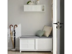 Banco Zapatero con 2 puertas correderas Banco de almacenamianto con cojín acolchado de asiento 114 x 40 x 53 cm FSR86-W SoBuy ES