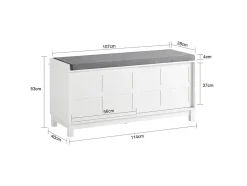 Banco Zapatero con 2 puertas correderas Banco de almacenamianto con cojín acolchado de asiento 114 x 40 x 53 cm FSR86-W SoBuy ES