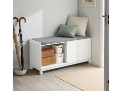 Banco Zapatero con 2 puertas correderas Banco de almacenamianto con cojín acolchado de asiento 114 x 40 x 53 cm FSR86-W SoBuy ES