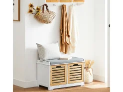 Banco Zapatero con 2 Puertas para Entrada Dormitorio Banco de Almacenamiento de Asiento 71 x 35 x 43 cm FSR23-II-WN SoBuy ES