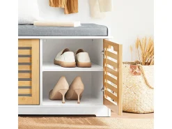 Banco Zapatero con 2 Puertas para Entrada Dormitorio Banco de Almacenamiento de Asiento 71 x 35 x 43 cm FSR23-II-WN SoBuy ES