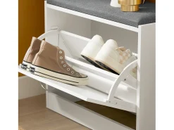 Banco Zapatero con 1 Solapa Banco de almacenamianto con cojín Acolchado de Asiento 60 x 24 x 47 cm FSR16-K-W SoBuy ES