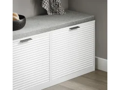 Banco Zapatero con 2 Solapas Armario Multifuncional para Entrada con Acolchado Cojín 105 x 35 x 48 cm Blanco FSR147-W SoBuy ES