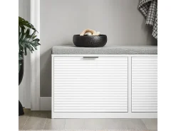 Banco Zapatero con 2 Solapas Armario Multifuncional para Entrada con Acolchado Cojín 105 x 35 x 48 cm Blanco FSR147-W SoBuy ES