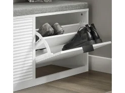 Banco Zapatero con 2 Solapas Armario Multifuncional para Entrada con Acolchado Cojín 105 x 35 x 48 cm Blanco FSR147-W SoBuy ES