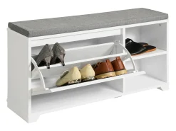 Banco Zapatero con 1 Solapa y 2 Compartimentos Abiertos Organizador para Zapatos 90 x 24 x 46 cm Blanco FSR119-W SoBuy ES