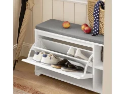 Banco Zapatero con 1 Solapa y 2 Compartimentos Abiertos Organizador para Zapatos 90 x 24 x 46 cm Blanco FSR119-W SoBuy ES