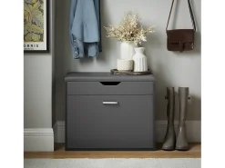 Banco Zapatero con 1 Solapa para Entrada Banco de Almacenamianto con Cojín Acolchado de Asiento 60 x 30 x 50 cm Gris FSR95-HG SoBuy ES