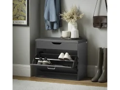 Banco Zapatero con 1 Solapa para Entrada Banco de Almacenamianto con Cojín Acolchado de Asiento 60 x 30 x 50 cm Gris FSR95-HG SoBuy ES