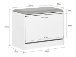 Banco Zapatero con 1 Solapa Banco de almacenamianto con cojín Acolchado de Asiento 60 x 30 x 46 cm FSR16-HG SoBuy ES
