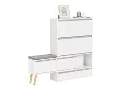 Banco Zapatero con 2 Solapas, 2 cajones y Banco móvil Armario de Entrada 124-92 x 24 x 126 cm FSR134-W SoBuy ES
