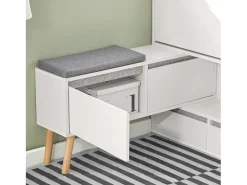 Banco Zapatero con 2 Solapas, 2 cajones y Banco móvil Armario de Entrada 124-92 x 24 x 126 cm FSR134-W SoBuy ES