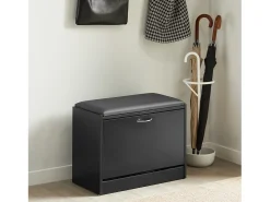 Banco Zapatero con 1 solapas Banco de almacenamianto con cojín acolchado de asiento 60 x 30 x 44 cm NEGRO FSR16-SCH SoBuy ES