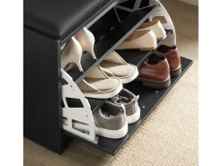 Banco Zapatero con 1 solapas Banco de almacenamianto con cojín acolchado de asiento 60 x 30 x 44 cm NEGRO FSR16-SCH SoBuy ES