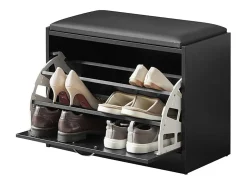 Banco Zapatero con 1 solapas Banco de almacenamianto con cojín acolchado de asiento 60 x 30 x 44 cm NEGRO FSR16-SCH SoBuy ES