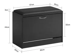 Banco Zapatero con 1 solapas Banco de almacenamianto con cojín acolchado de asiento 60 x 30 x 44 cm NEGRO FSR16-SCH SoBuy ES