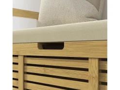 Banco zapatero con almacenaje integrado y estante plegable, fabricado en bambú, color madera natural (100x40x60cm)