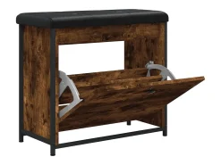 Banco zapatero con cajón abatible roble ahumado 62x32x56 cm ES424191