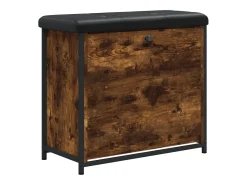 Banco zapatero con cajón abatible roble ahumado 62x32x56 cm ES424191