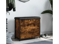 Banco zapatero con cajón abatible roble ahumado 62x32x56 cm ES424191