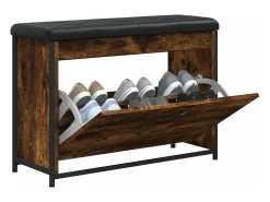 Banco zapatero con cajón abatible roble ahumado 82x32x56 cm ES342859