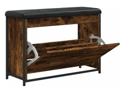 Banco zapatero con cajón abatible roble ahumado 82x32x56 cm ES342859