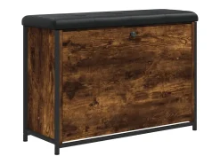 Banco zapatero con cajón abatible roble ahumado 82x32x56 cm